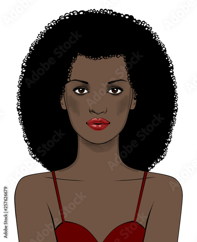 African American pretty girls. Black beauty concept. Female portrait. Vector Illustration of Black Woman. Great for avatars. Fashion, beauty.