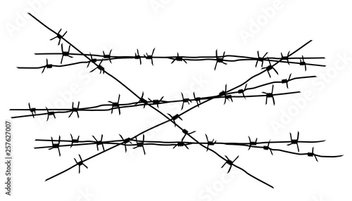 Stretched barbed wire