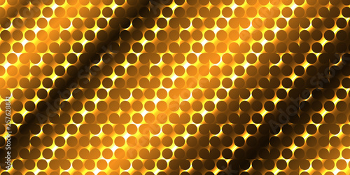 Background of golden flat plates with round holes