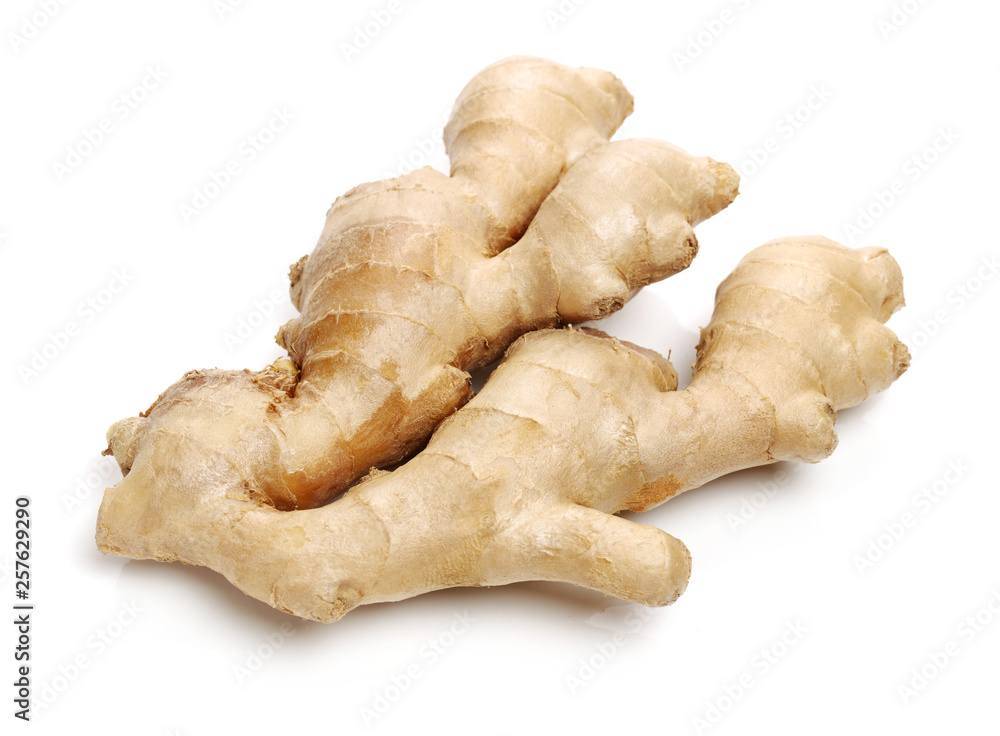 fresh ginger on white background 