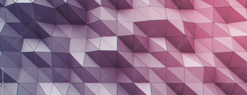 Fototapeta premium 3D rendered shapes in pink and blue. Geometric design for background.