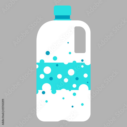 Vector illustration of a plastic bottle. Plastic packaging for  household chemicals. Plastic bottle for household chemicals.