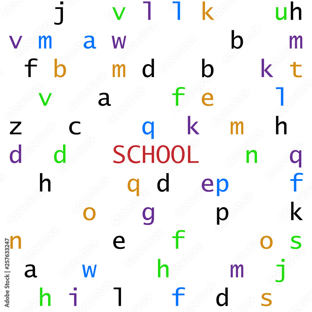 Pattern from English letters and an inscription school. Vector of a background from the English alphabet and the word school. Pattern from English letters and an inscription school. Vector of a background from the English alphabet and the word school.