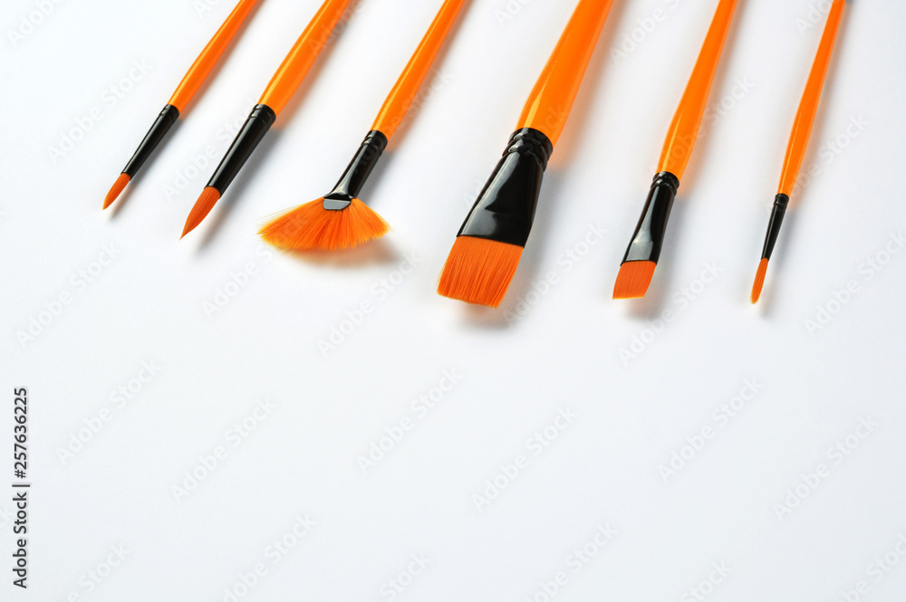 Set of paint brushes on white background Set of paint brushes on white background