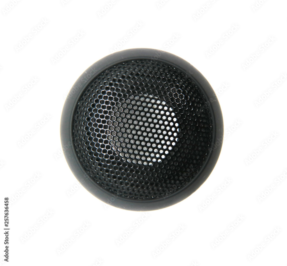 Portable small speaker for phone audio equipment isolated on white background. Portable small speaker for phone audio equipment isolated on white background.