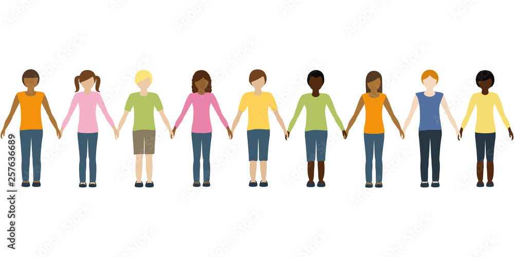 children of different skin color hold each other's hands isolated on white background vector illustration EPS10 children of different skin color hold each other's hands isolated on white background vector illustration EPS10