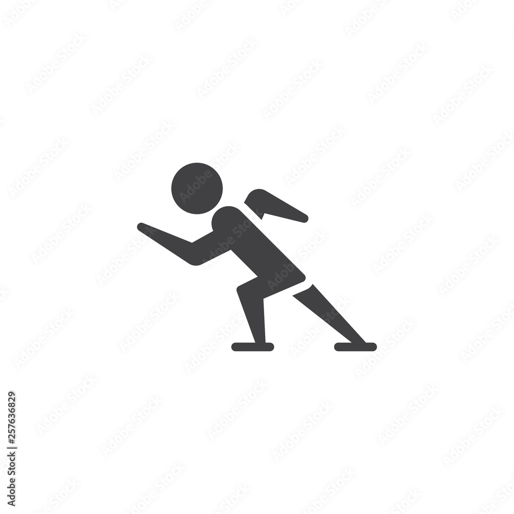 Speed skating sport vector icon. filled flat sign for mobile concept and web design. Short track speed skating glyph icon. Winter sport symbol, logo illustration. Pixel perfect vector graphics