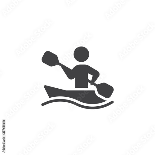Rowing sport training vector icon. filled flat sign for mobile concept and web design. Canoe racing glyph icon. Summer sports game symbol, logo illustration. Pixel perfect vector graphics