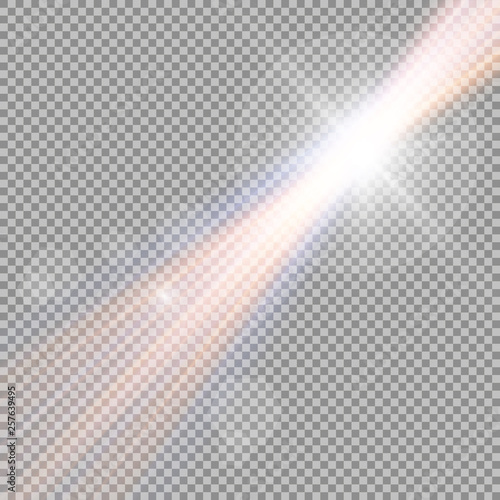 Vector transparent sunlight special lens flash light effect.front sun lens flash. Vector blur in the light of radiance. Element of decor.