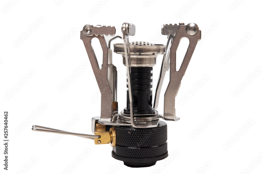 Tourist gas burner on white background.
