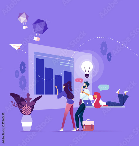 Business team thinking on startup and brainstorming