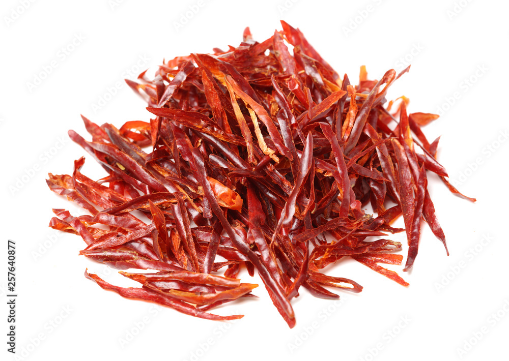 Naklejka premium dry red pepper on white background