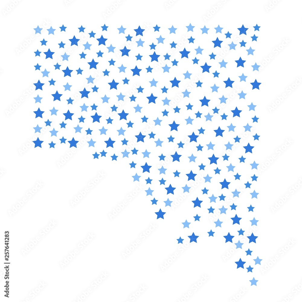 South Australia state map background with blue stars of different sizes vector illustration eps