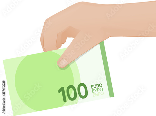 Billet de 100 euros à la main