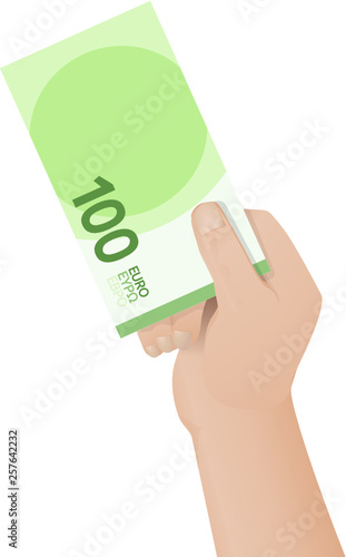 Billet de 100 euros à la main