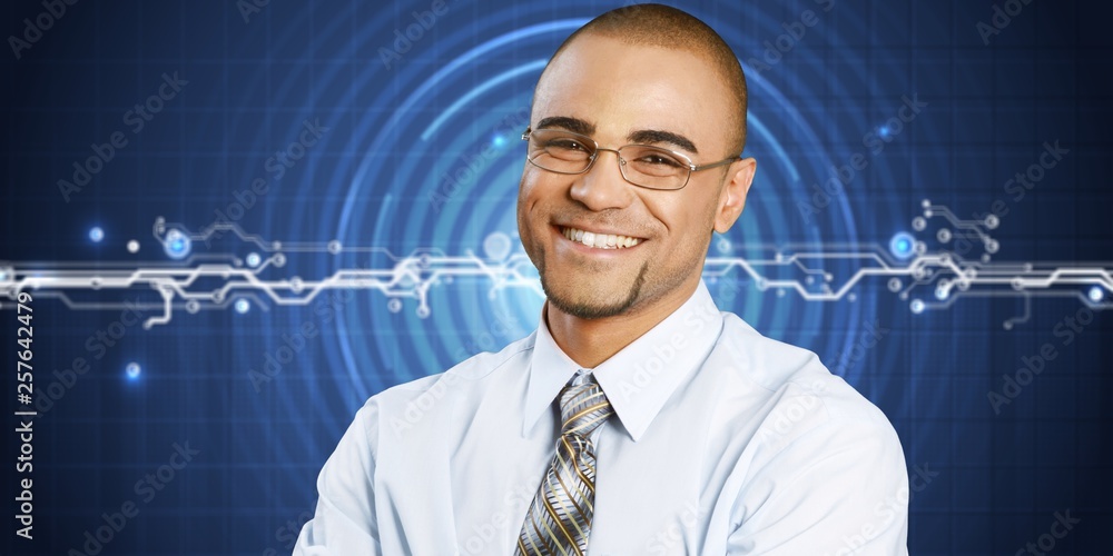 Smiling handsome businessman with crossed hands isolated Smiling handsome businessman with crossed hands isolated