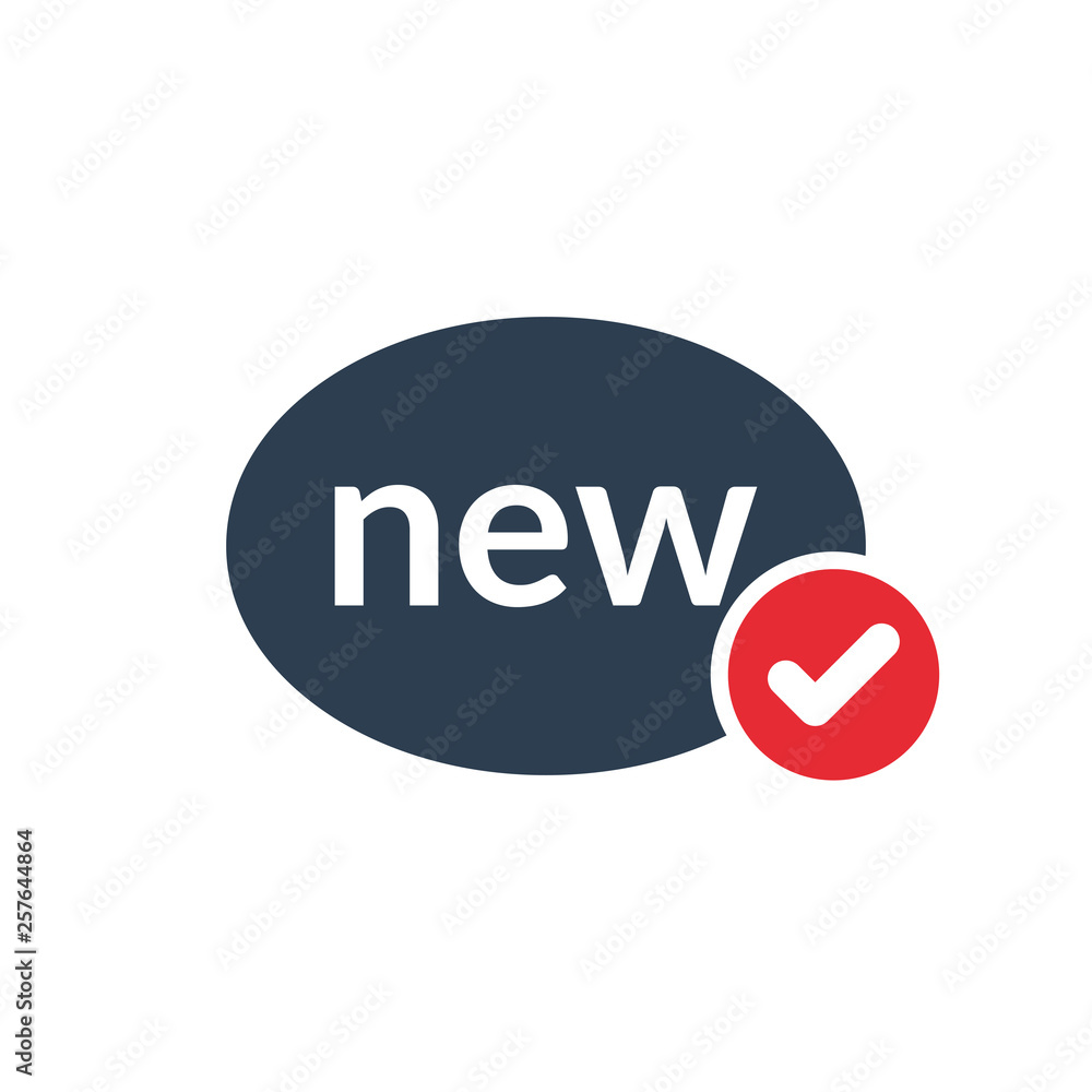New icon with check sign. New icon and approved, confirm, done, tick, completed symbol New icon with check sign. New icon and approved, confirm, done, tick, completed symbol