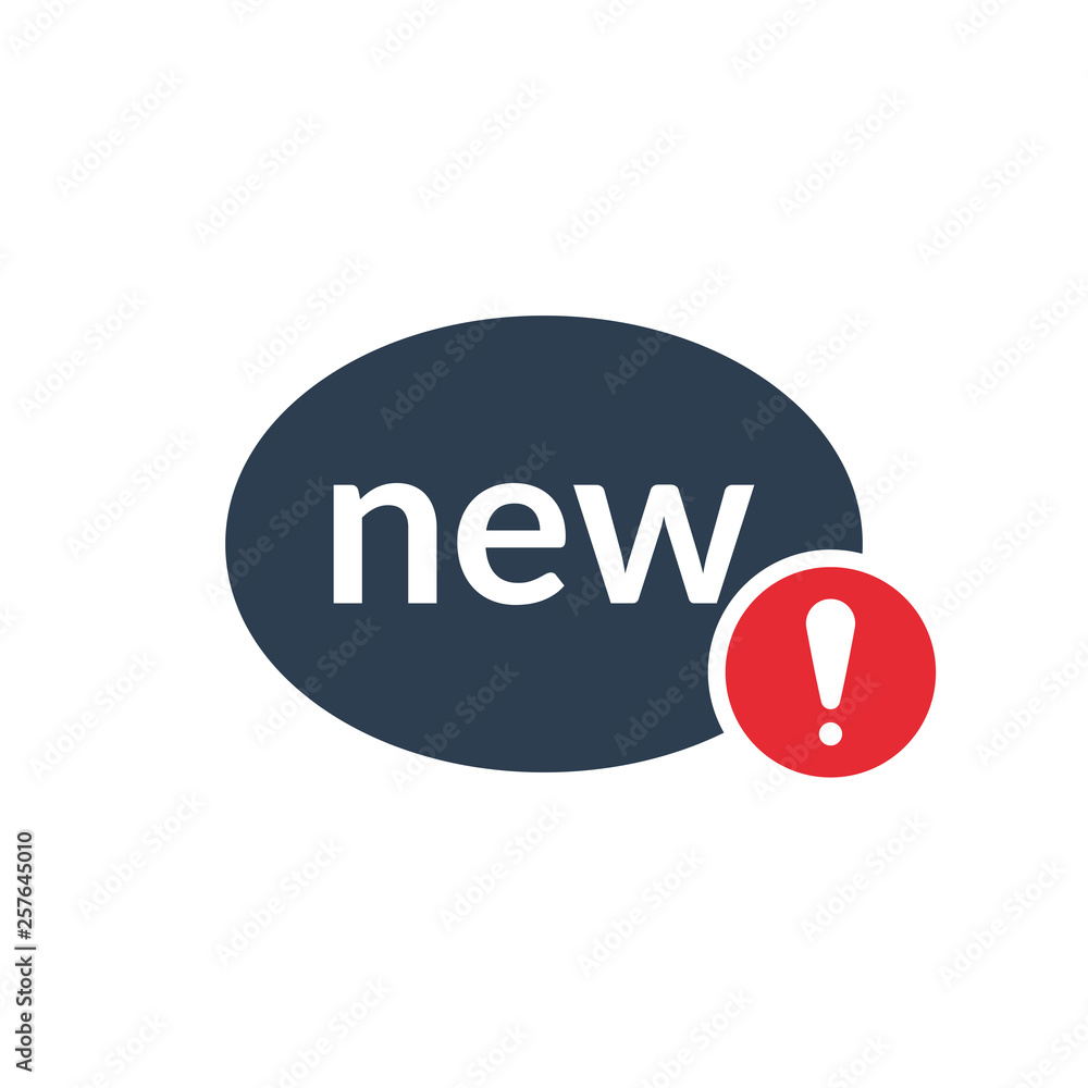 New icon with exclamation mark. New icon and alert, error, alarm, danger symbol New icon with exclamation mark. New icon and alert, error, alarm, danger symbol