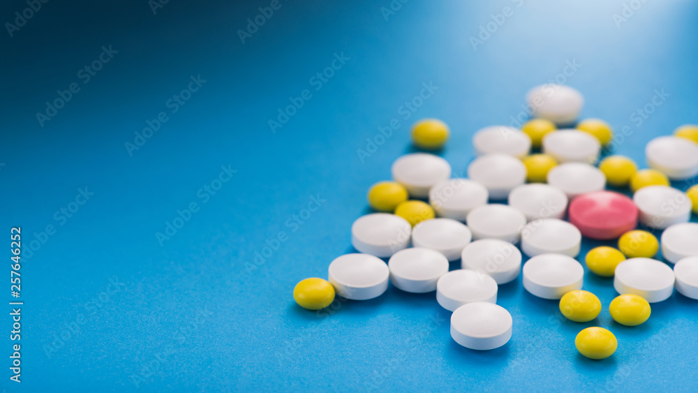Colored medical pills and tablets