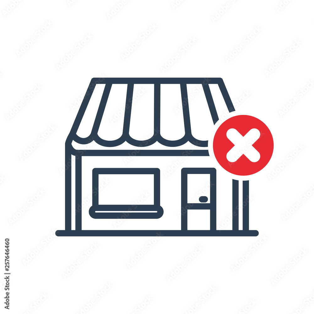 Fotografie Shop icon with cancel sign