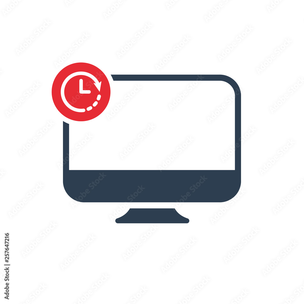 Desktop icon with clock sign. Desktop icon and countdown, deadline, schedule, planning symbol Desktop icon with clock sign. Desktop icon and countdown, deadline, schedule, planning symbol