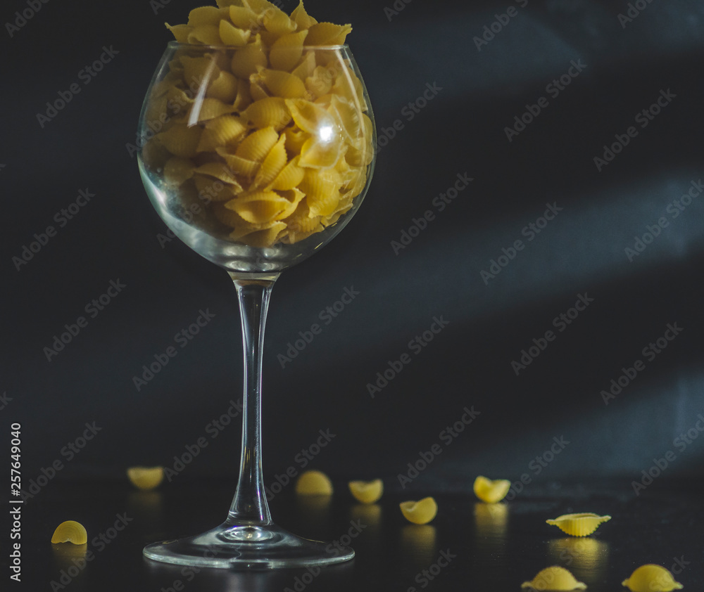 pasta in a glass. Unusual presentation. Exclusive pasta in a glass. Unusual presentation. Exclusive