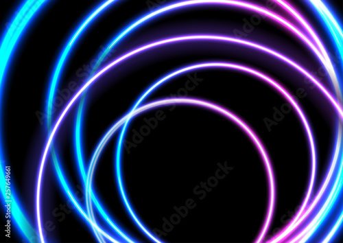 Colorful neon glowing circles abstract background