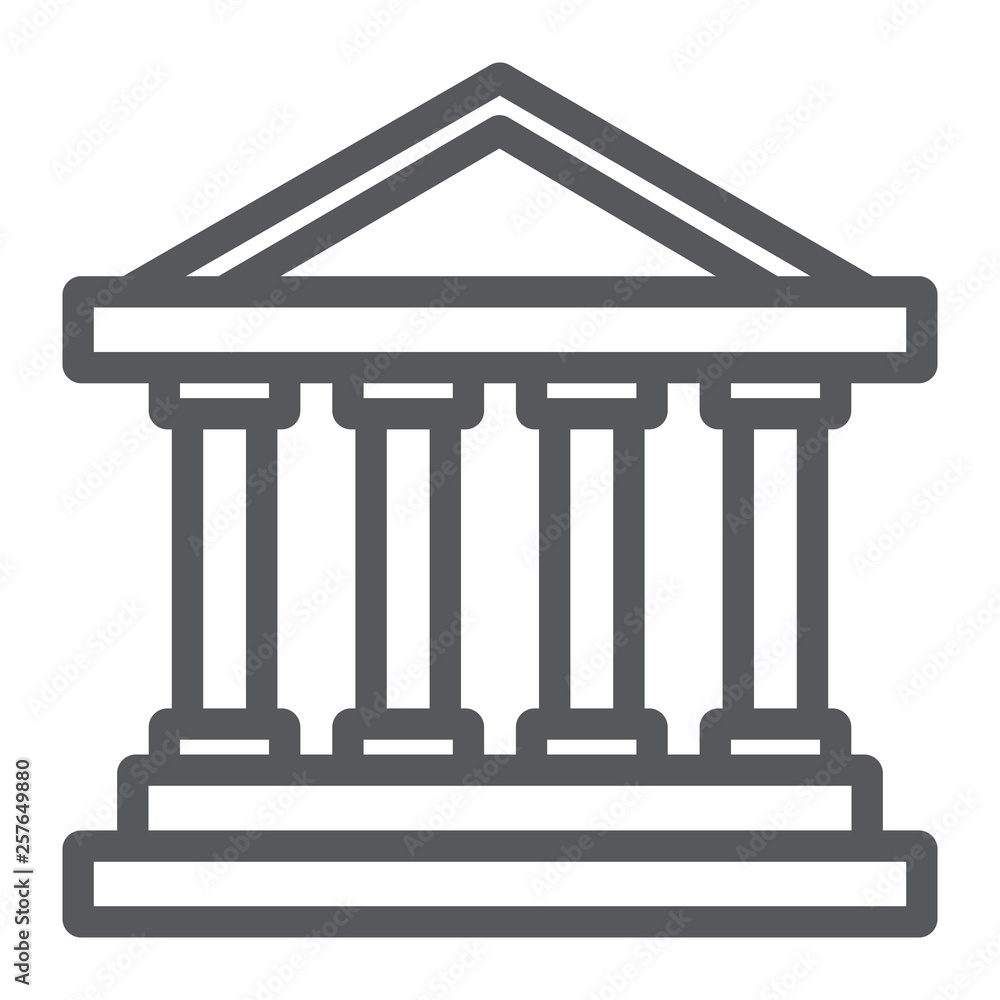 Bank building line icon, architecture and column, house sign, vector graphics, a linear pattern on a white background. Bank building line icon, architecture and column, house sign, vector graphics, a linear pattern on a white background.