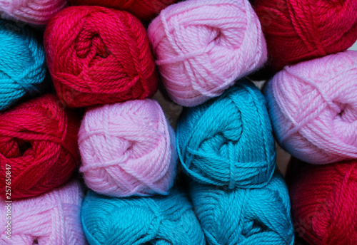 Skeins of wool yarn. Yarn for knitting.