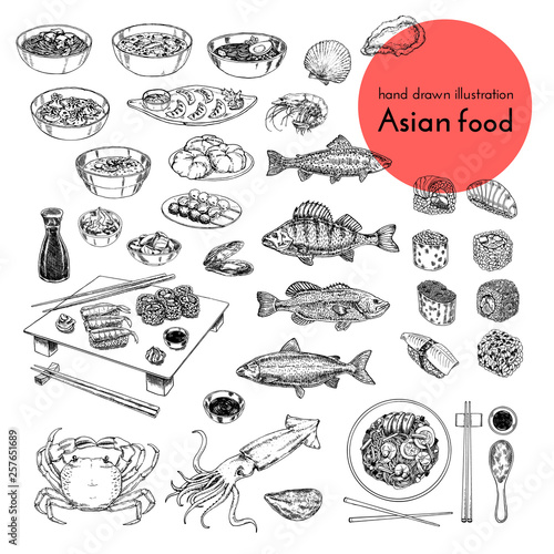 Fotografie illustration set of asian food