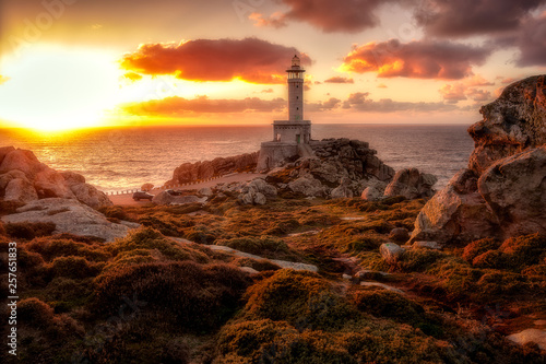 Punta Nariga Lighthouse atsunset in the "Lighthouse Way", Galicia