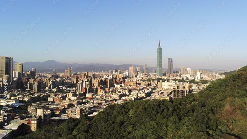 Aerial view of the Xinyi District with Taipei 101 Aerial view of the Xinyi District with Taipei 101