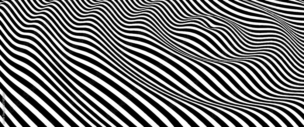 Landscape background. Terrain. Black and white background. Pattern with optical illusion. 3D Vector illustration