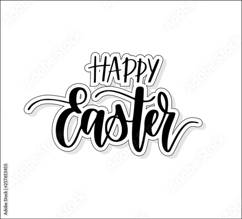 Happy Easter vector digital brush calligraphy Christian spring holiday design