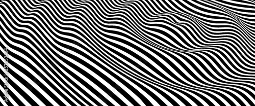 Landscape background. Terrain. Black and white background. Pattern with optical illusion. 3D Vector illustration © Kenall