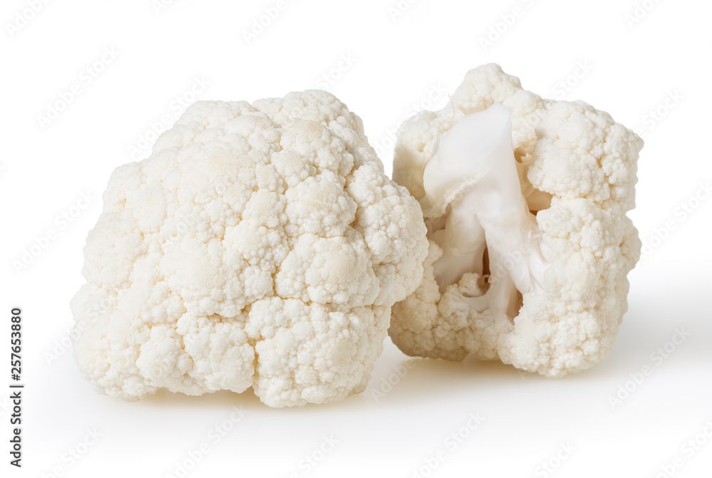 Cauliflowers isolated on white background with clipping path Cauliflowers isolated on white background with clipping path