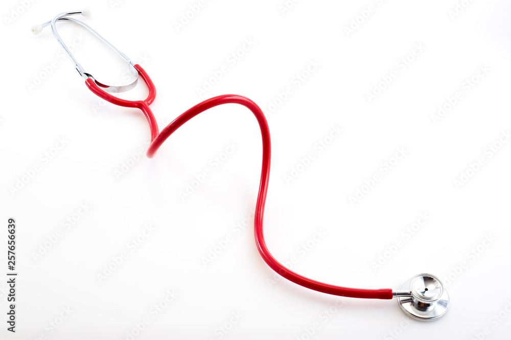 Red Stethoscope on withe background Red Stethoscope on withe background