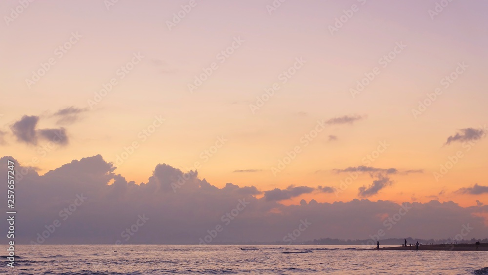 Orange sky and sunset, Blue sky and sea with cloud. Orange sky and sunset, Blue sky and sea with cloud.