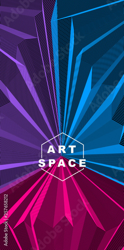 Vector illusive surreal art background for design like a hallucination drug trip surrealism, linear 3d trend. Fantastic psychedelic trendy modern op art, optical dimensional illusion.