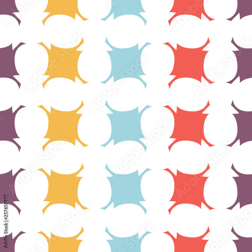 Bright seamless pattern with colorful alternating geometric shapes.