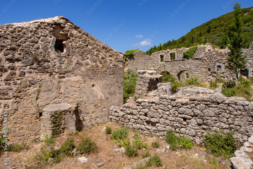 Ruins of a monastery on Lefkada island, Greece