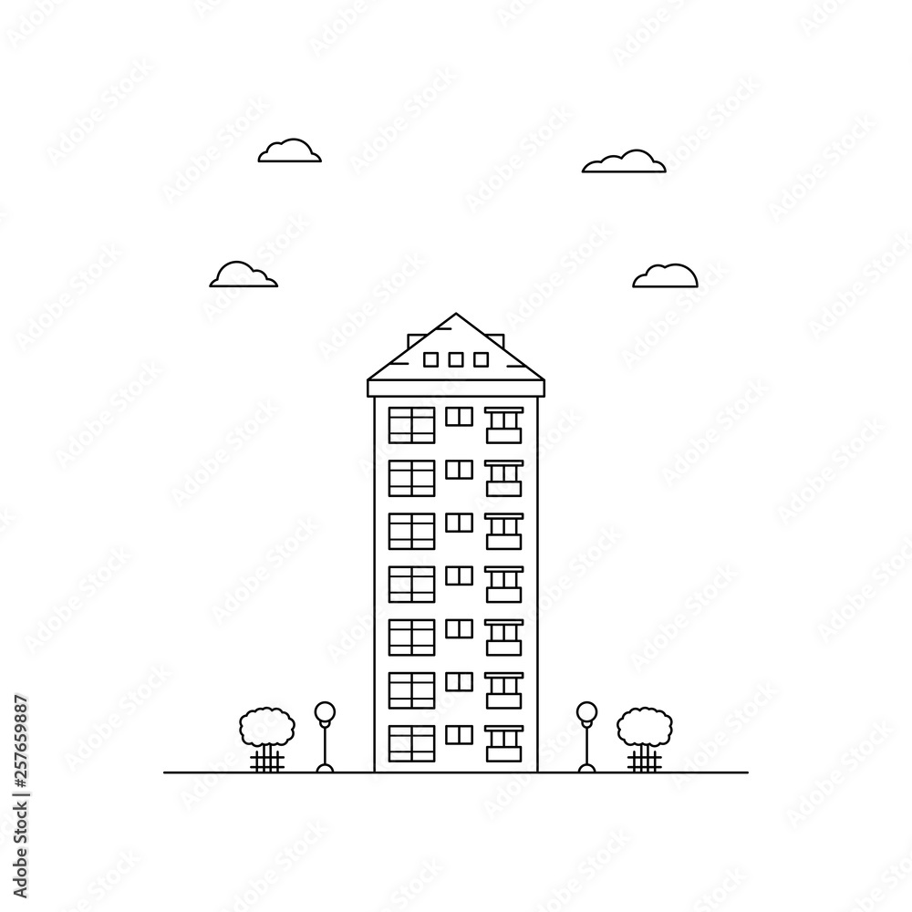 Building Of 7 Floors In A Linear Style Stock Vector Adobe Stock building-of-7-floors-in-a-linear-style-stock-vector-adobe-stock