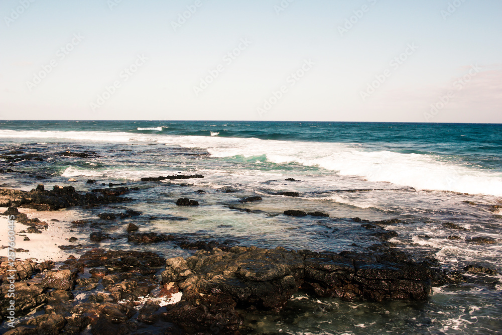 Ocean Waves on Island Coast and Shoreline Landscape Nature Photo