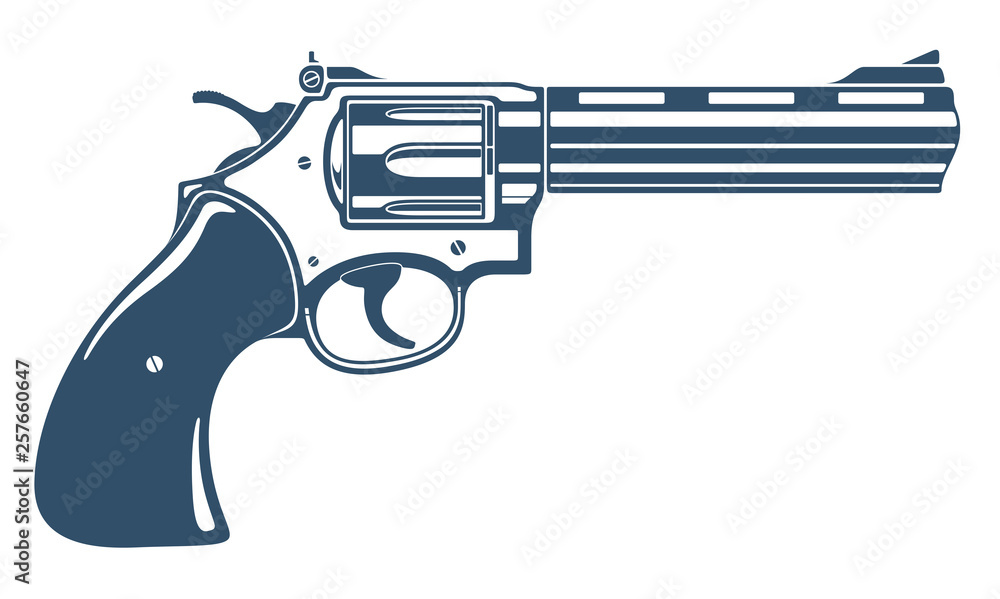 Revolver gun vector illustration, detailed handgun isolated on white background. Revolver gun vector illustration, detailed handgun isolated on white background.
