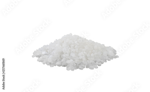 salt crystals heap isolated on white background. front view