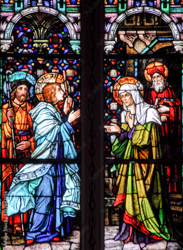 The Visitation, stain glass,
