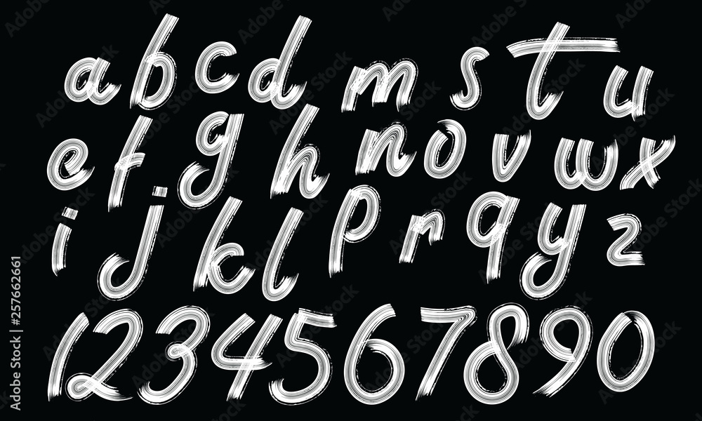 Hand drawn brush alphabet .stock vector font typeface Stock Vector ...