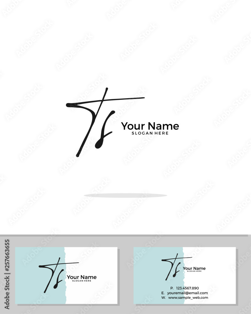 T S TS initial handwriting logo template vector.  signature logo concept