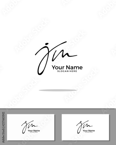J M JM initial handwriting logo template vector.  signature logo concept
