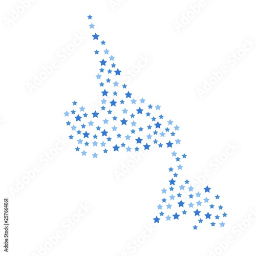 Newfoundland and Labrador Canadian province map background with blue stars of different sizes vector illustration eps